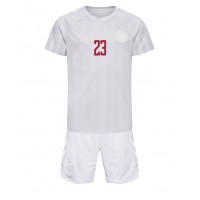 Dánsko Pierre-Emile Hojbjerg #23 Vonkajší Detský futbalový dres MS 2022 Krátky Rukáv (+ trenírky)